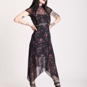 Midnight Hour Floral Mesh Midi Dress, small